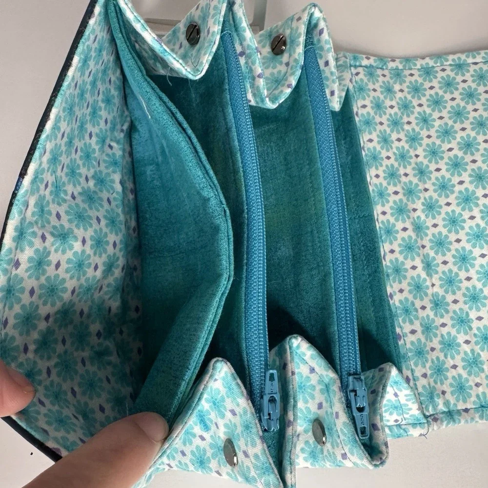 New Handmade quilted multifunction accordion wallet Soft shabby chic boho‎ heart